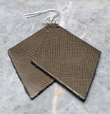 Olive Green Gloss Finish Diamond Shaped FAUX Leather Earrings