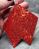 Super Holo Red Glitter on Diamond Shaped FAUX Leather Earrings