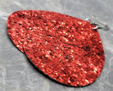Red Glitter FAUX Leather Large Waterdrop Earrings