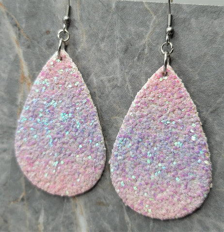 Purple and Pink Ombre Glitter Very Sparkly Double Sided FAUX Leather Teardrop Earrings