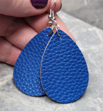 Dark Blue Teardrop Shaped FAUX Leather Earrings