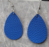 Dark Blue Teardrop Shaped FAUX Leather Earrings