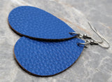 Dark Blue Teardrop Shaped FAUX Leather Earrings