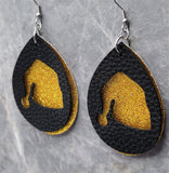 Gold Glitter FAUX Leather Earrings with Santa Hat Cut Out Overlay