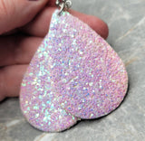 Pink and Purple Ombre Glitter Very Sparkly Double Sided FAUX Leather Teardrop Earrings