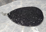Black Glitter FAUX Leather Large Waterdrop Earrings