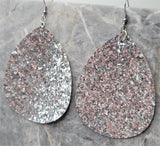 Silver Glitter FAUX Leather Large Waterdrop Earrings