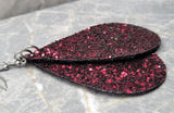 Plum Colored Glitter FAUX Leather Large Teardrop Earrings