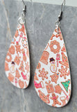 Christmas Cookie Patterned Large Tear Drop Shaped FAUX Leather Earrings