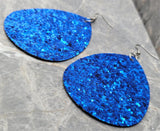 Cobalt Blue Glitter FAUX Leather Large Waterdrop Earrings