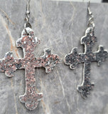 Silver and Gold Glitter Double Sided FAUX Leather Cross Earrings