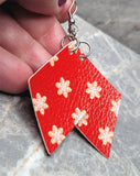 Snowflake Cookies Red Diamond Shaped FAUX Leather Earrings