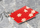 Snowflake Cookies Red Diamond Shaped FAUX Leather Earrings