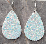 Unicorn Skin Glitter Very Sparkly Double Sided FAUX Leather Teardrop Earrings