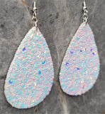 Unicorn Skin Glitter Very Sparkly Double Sided FAUX Leather Teardrop Earrings