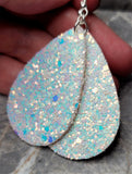 Unicorn Skin Glitter Very Sparkly Double Sided FAUX Leather Teardrop Earrings