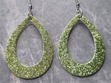 Green Glitter Double Sided FAUX Leather Cut Out Teardrop Earrings