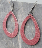 Pink Glitter Double Sided FAUX Leather Cut Out Teardrop Earrings