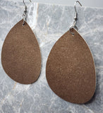Brown Shimmering FAUX Leather Large Waterdrop Earrings