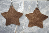 Brown Shimmering FAUX Leather Star Earrings