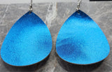 Metallic Blue FAUX Leather Large Waterdrop Earrings