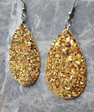 Chunky Gold Glitter FAUX Leather Teardrop Earrings