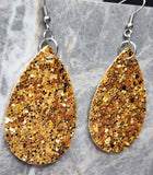 Chunky Gold Glitter FAUX Leather Teardrop Earrings