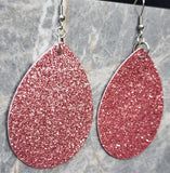 Pink Glitter FAUX Leather Large Teardrop Earrings