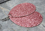 Pink Glitter FAUX Leather Large Teardrop Earrings