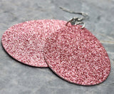Pink Glitter FAUX Leather Large Teardrop Earrings