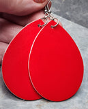 Shiny Red FAUX Leather Teardrop Earrings
