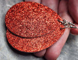 Red Glitter FAUX Leather Large Teardrop Earrings