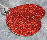 Red Glitter FAUX Leather Large Teardrop Earrings