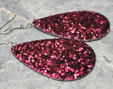 Plum Colored Glitter FAUX Leather Teardrop Earrings