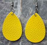 Yellow Teardrop Shaped FAUX Leather Earrings