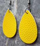 Yellow Teardrop Shaped FAUX Leather Earrings