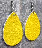 Yellow Teardrop Shaped FAUX Leather Earrings
