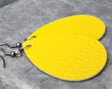 Yellow Teardrop Shaped FAUX Leather Earrings