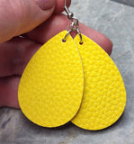 Yellow Teardrop Shaped FAUX Leather Earrings