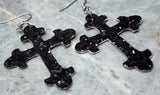 Black and Red Glitter Double Sided FAUX Leather Cross Earrings