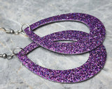 Purple Glitter Double Sided FAUX Leather Cut Out Teardrop Earrings