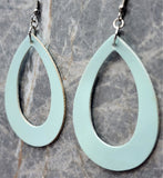 Shiny Light Blue FAUX Leather Teardrop Cut Out Earrings