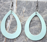 Shiny Light Blue FAUX Leather Teardrop Cut Out Earrings