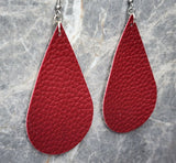 Plum or Wine Colored Elongated Tear Drop Shaped FAUX Leather Earrings