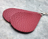 Plum or Wine Colored Elongated Tear Drop Shaped FAUX Leather Earrings