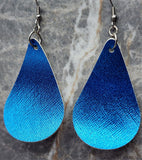 Metallic Blue FAUX Leather Small Teardrop Earrings