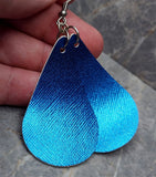 Metallic Blue FAUX Leather Small Teardrop Earrings
