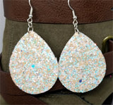 Pastel Orange and Blue Very Sparkly Double Sided FAUX Leather Teardrop Earrings