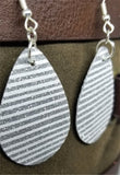 Silver Glitter and White Striped Double Sided FAUX Leather Teardrop Earrings
