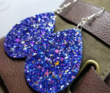 Blue Glitter Very Sparkly Double Sided FAUX Leather Teardrop Earrings with Color Shifting Chunky Glitter